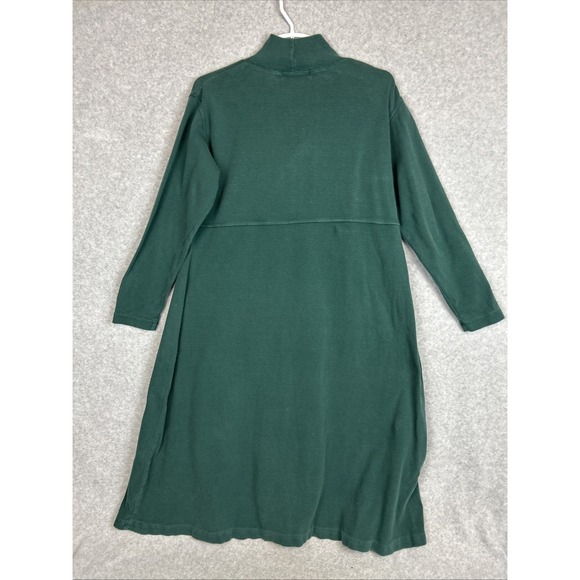 Vintage Eddie Bauer Dress Womens Medium Petite Green Mock Neck Midi Cottagecore - Picture 4 of 5